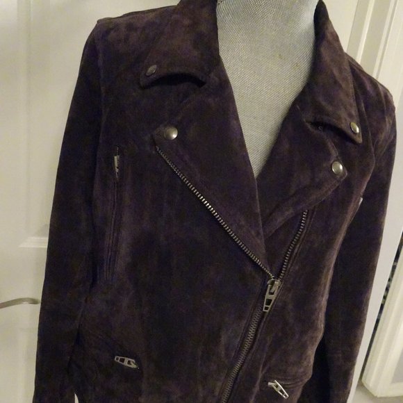 Blank NYC Jackets & Blazers - Blank NYC purple brown suede leather moto jacket